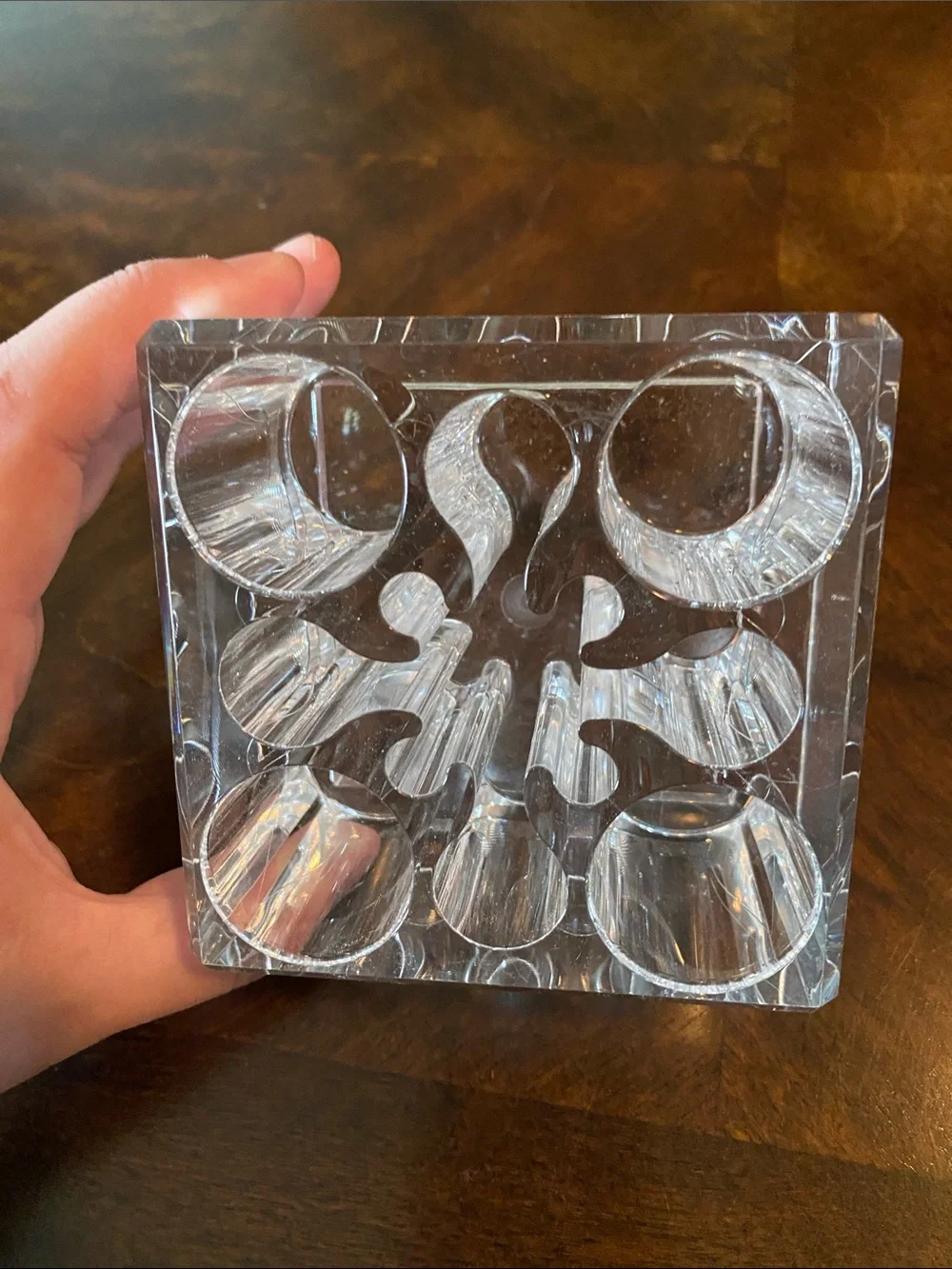 Clear Acrylic Square Trinket Tray with Decorative Cutouts Makeup